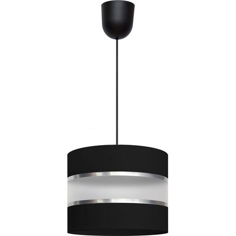 Helam HELEN Plafonnier Suspension Cylindrique Noir, Argent 20cm