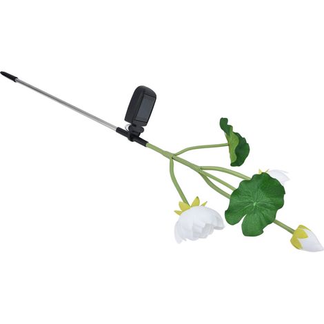 Lampe Solaire Fleur IP65 Étanche Lumière LED Solaire avec Piquet pour Jardin Terrasse Cour (Fleur Blanche LED Multicolore) (1/5)