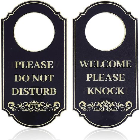 Lot de 2 panneaux de porte « Ne pas déranger » noirs et dorés, 20 x 10 cm, acrylique double face, résistants à la décoloration, pour bureau (1/5)