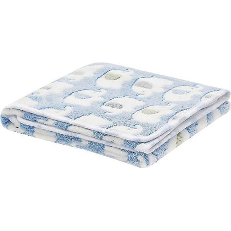Warme Hundedecke, weiches Hundebettkissen mit Pfotenabdruckmuster, blaue Elefanten-Ruhematte, Größe M, rutschfest und waschbar.