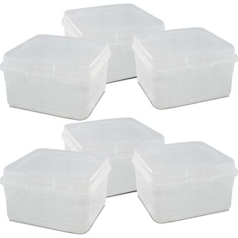 Boîte de conservation carrée - JUANIO - Lot de 6 - 2.1 L - Empilable - Transparent