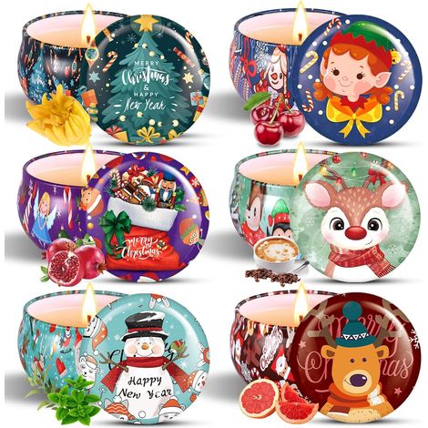Coffret Cadeau Bougies Parfumées de Noël, 6 pcs. Idee Cadeau Bougie Femme, Naturel Cire de Soja Bougie Décoration Noel, Bougie Aromathérapie cadeau Femme Maman Petite Amie Collègue Invité (1/5)