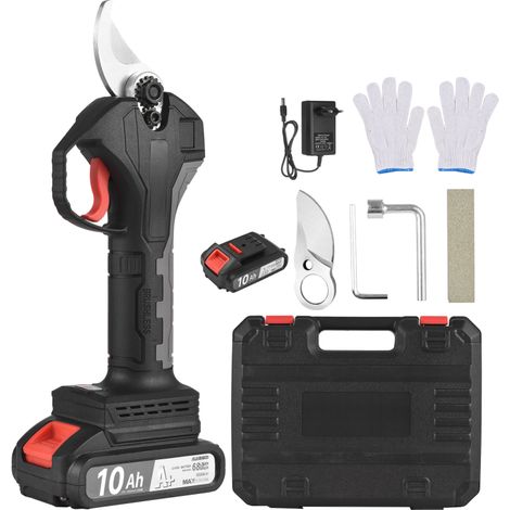 Sécateur électrique sans fil 21 V, alimenté par une batterie lithium rechargeable de 10 Ah, pour la coupe des branches d'arbres et le jardin. Diamètre de coupe : 30 mm. Batterie de rechange 2000 mAh i (1/5)