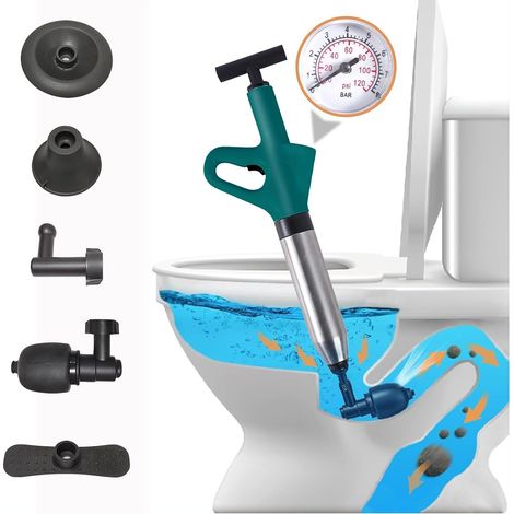 Deboucheur WC Puissant, Deboucheur Toilette avec Quatre Ventouses Différentes, Pompe Deboucheur Canalisation Convient pour les Toilettes Salles (1/5)