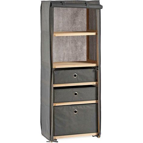 BigBuy Kipit MH10228H-2 Regalschrank grau Holz Stoff