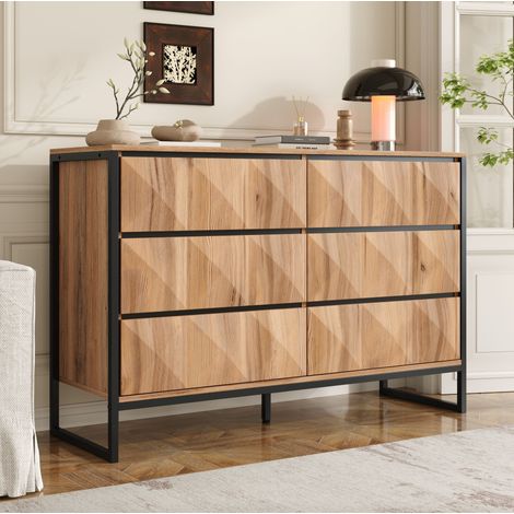 Mobile contenitore 6 cassetti 120 x 40 x 80 cm nero e legno DESVIAE (1/5)