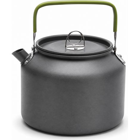 Bouilloire camping portable 1,8 L pour café et thé poignée verte