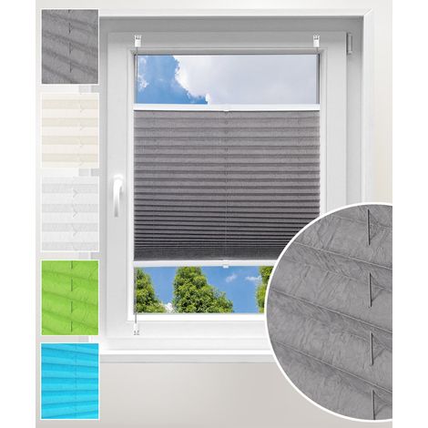 WOLTU Plissee ohne Bohren Klemmfix Faltrollo Jalousie, Plisseerollo Crushed Optik Sichtschutz und Sonnenschutz Easyfix lichtdurchlässig Rollo für Fenster und Tür, Grau 50x130cm (BxH) (1/5)