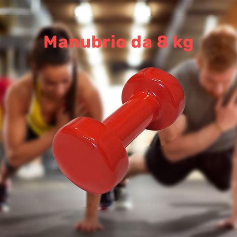 Trade Shop - Manubrio Singolo 8 Kg In Vinile Allenamento Esercizi Casa Palestra Workout Fit - (1/2)