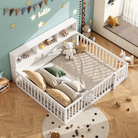 Daybett, Tagesbett Schlafsofa, Bettseite mit Staufach, Bett mit Lattenrost ( Ohne Matratze), Brüstung, Kiefernholz