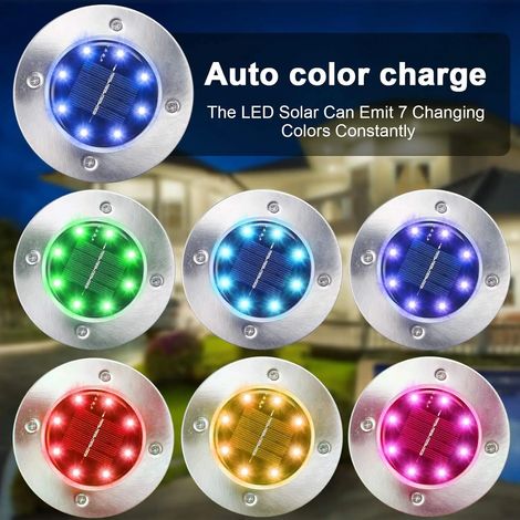 (4 lampes solaires RGB à 8 LED) Décorations extérieures, 12 lampes solaires de jardin étanches, compatibles avec cour, allée, pelouse, terrasse (1/5)