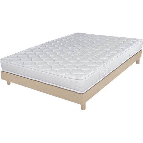 Matelas + sommier 140x190 Mousse - Decokit - Soutien medium - Sommier démonté - Chêne (1/5)