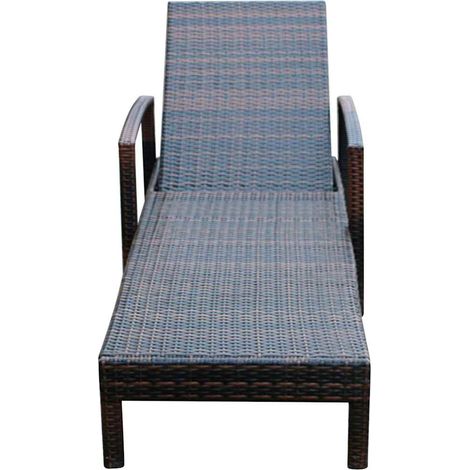 Maison Exclusive - Lettino Prendisole con Cuscino in Polyrattan Marrone (1/5)