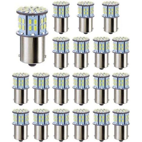 Ampoules LED Blanc 50 SMD 3014 Super 20 Pièces 1156 1141 1003 BA15S pour Camping Car Remorque Bateau (1/4)