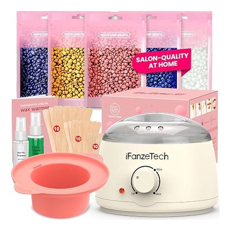 Wax Heater Epilation Waxing Kit: Includes Pearl, Spatulas, Treatment Oils and Silicone Bowl, Wax Warmer for Whole Body, Legs, Face, Eyebrows (1/5)