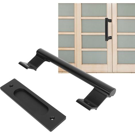 Doppelseitiger, schwarzer 6-mm-Aluminium-Schiebetürgriff für Bücherregale, Kleiderschränke und andere Wohnräume – Aufputzmontage, Set bestehend aus 1 Griff, 1 Rahmen und 4 Schrauben (1/5)