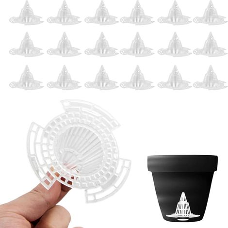 Pot de Fleur en Plastique Trou Maille Tampon Forme cône Grille inférieure écran Drainage filtres Filets prévenir Perte Sol 20 pièces (1/4)