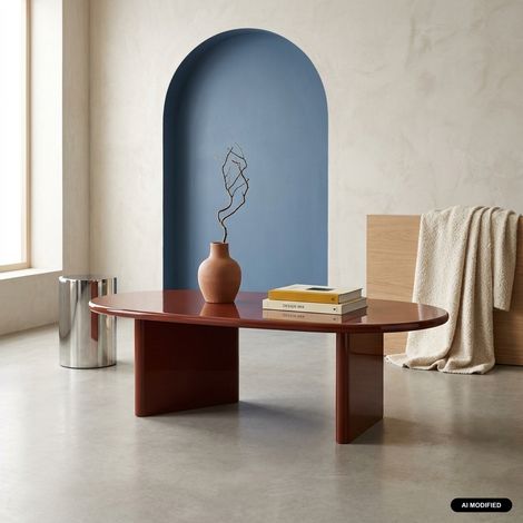 Table basse ovale finition glossy bordeaux - Rumi (1/5)
