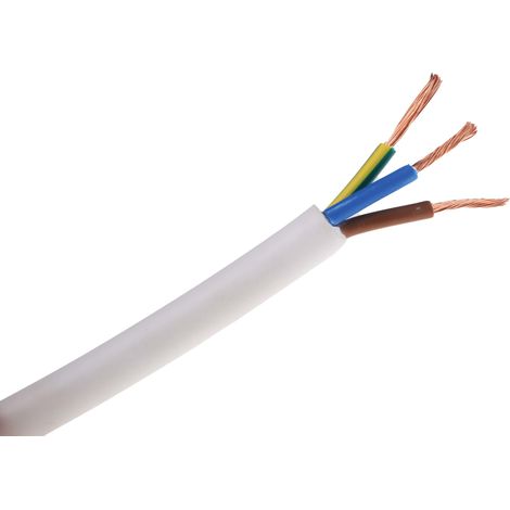 Câble d'alimentation RS PRO 3G1,5 mm² Blanc, Retardant à la flamme, 100m ( Prix pour Bobine de 100 Mètres )