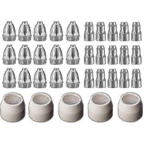 35 électrodes consommables pour découpeur plasma, compatibles avec les systèmes de torches P80 de 100 A. (1/4)
