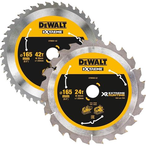 Dewalt 165mm Plunge Saw Blade Pack 42T + 24T Extreme Runtime FlexVolt DCS520 (1/5)
