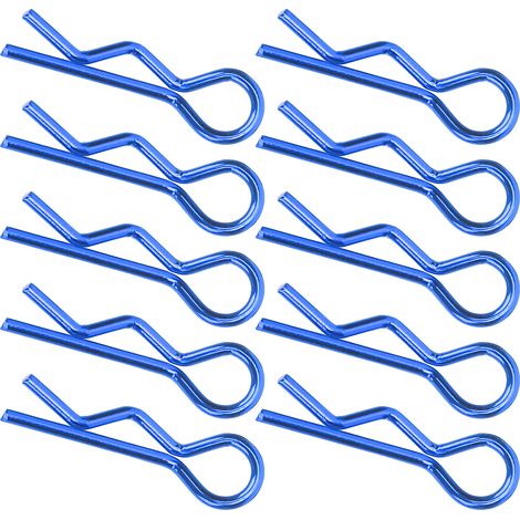10 x 7 mm R-förmige Metallkarosserieclips für 1/5, 1/6, 1/8 und 1/10 RC-Autos (blau) (1/5)