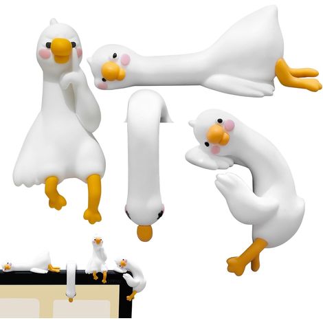 Figurine pour Moniteur, 4 Pièces Oies Décorations pour Tableau De Bord De Voiture, Figurines Animales de Collection, pour Salon Chambre À Coucher Salle D'Étude Lieu De Travail Étagère Armoire (1/5)