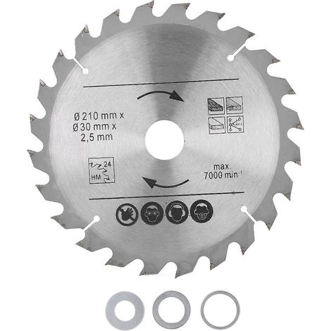 Kreissägeblatt aus Hartmetall für Holzbearbeitung, Gehrungssägen, Tischkreissägen, zum Schneiden von Holz und Kunststoff, 8‑1/4 Zoll, 210 x 24 x 30 mm