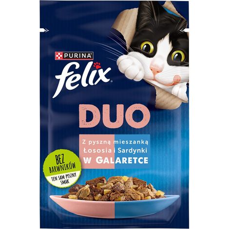 FELIX FANTASTIC DUO, nourriture pour chats, sardines et saumon, 85 g, Nestlé