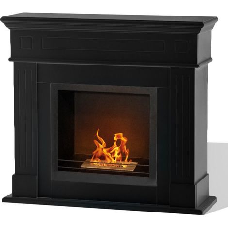 Chimenea de piso de bioetanol para sala de estar biochimenea con marco Cambridge Eco - Negro