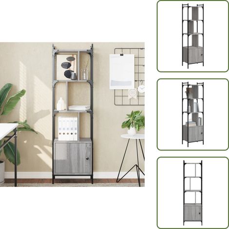The Living Store Libreria Anta Grigio Sonoma 44,5x30x154,5 cm Legno Multistrato - Libreria con mensole