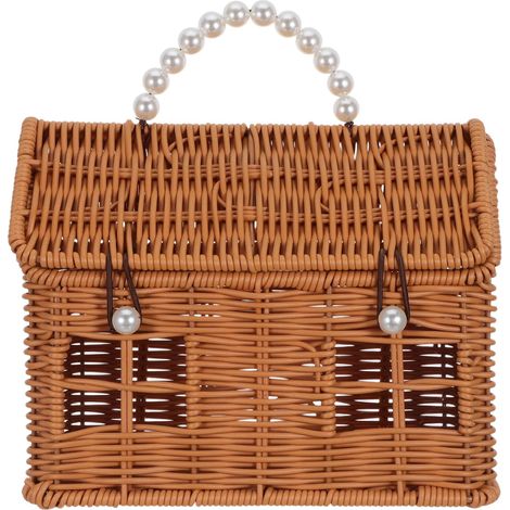 Imitiertes Rattan Picknickkorb mit Deckel und Henkel Kleiner