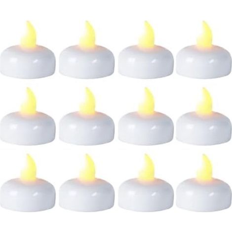 Bougies flottantes LED à eau. bougies chauffe-plat à effet scintillant activées par l'eau. étanches. 3.8 x 4 cm. lot de 12. idéales pour la décoration de table. vases. piscines et décorations de maria (1/2)