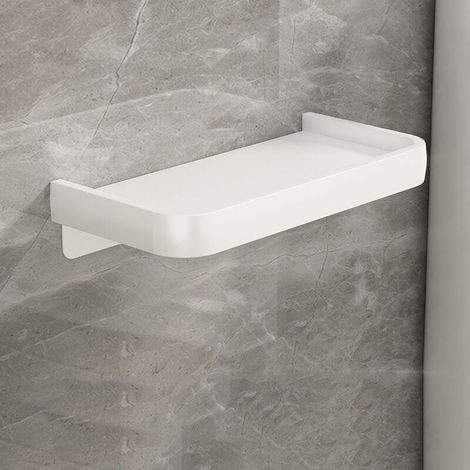 Porta carta igienica autoadesivo, porta carta igienica a parete con ripiano in acciaio inox, porta carta igienica senza fori per bagno e cucina (monostrato, bianco) (1/5)