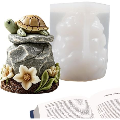 Mold Candle Mold 3D Turtle Rock Molds Cute Silicone Craft