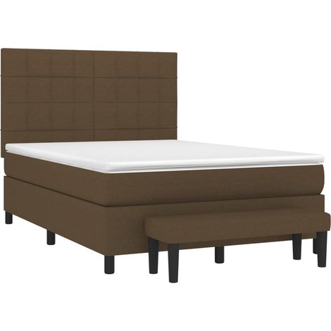 vidaXL Sommier à lattes de lit avec matelas Marron foncé 140x190 cm (1/5)