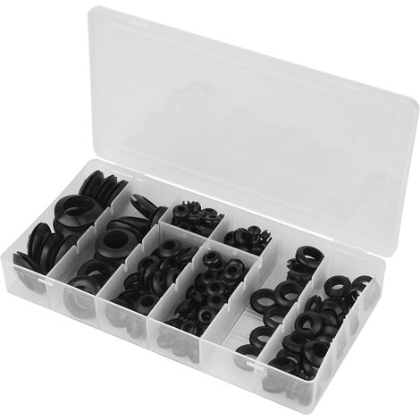 Lot de 200 joints toriques en caoutchouc noir de différentes tailles : 3/16", 1/8", 1/4", 5/16", 3/8", 1/2", 5/8" et 3/4". (1/5)
