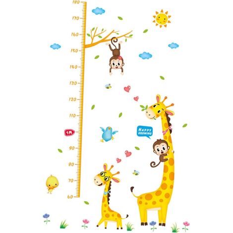 Autocollant Mural de Hauteur pour Garçon Fille Stickers Amusants Décoratifs avec Échelle de Facile à Appliquer Réutilisable pour Bain Plus (1/5)