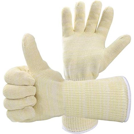 1 paire de gants de barbecue, gants de soudure, gants de four, résistance thermique jusqu'à 800 °C, gants de cuisine double fibre aramide résistants à la chaleur pour grillades, pâtisserie et cuisson. (1/4)