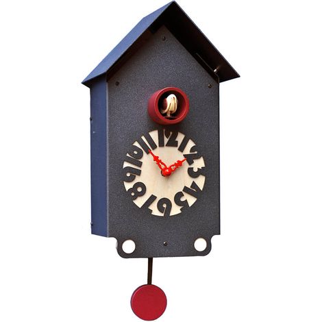 Orologio a Cucù da Parete 17X30X12Cm Pirondini Italia Casetta Nero Graffite