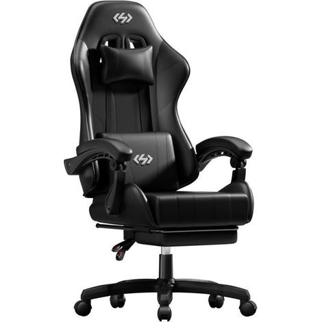 EcoFurnix, ergonomic office chair, with headrest, adjustable backrest - lumbar support - footrest, black (1/5)
