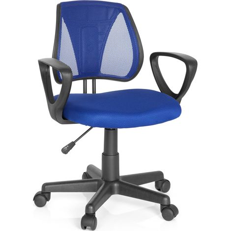 Chaise de Bureau pivotante pour Enfant KIDDY CD Dossier réglable en Hauteur, Tissu Maille Bleu foncé (1/5)