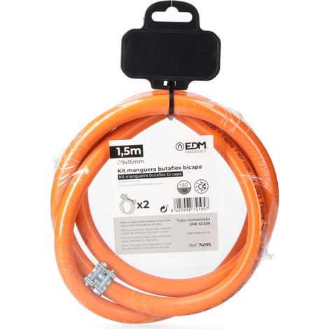 Kit tubo flessibile a due strati Butaflex 9x15mm 1,50 m (include 2 fascette) EDM (1/3)