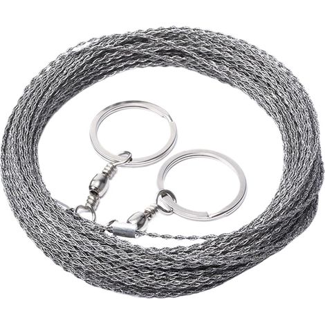 1-5M Outdoor Hand Drawn Rope Saw Portable Stainless Steel Wire Saw Manual Cutting Chain Camping Hiking Survive Woodworking Tools(2M) (1/5)