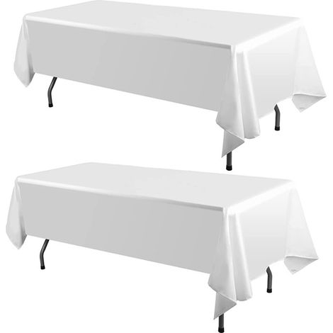 2 nappes rectangulaires 153x260cm - nappe polyester blanc 180g / m² - résistant aux taches et aux plis - pour mariages et banquets (1/5)