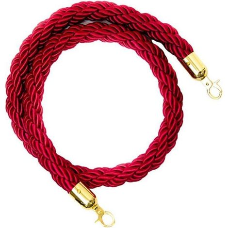 Corde de barrière, corde de barrière de séparation de contrôle de foule avec crochet, pour hôtel/banque/hôpital (2m, rouge) (1/4)