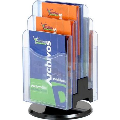 ARCHIVO 2000 PORTAFOLLETOS SOBREMESA GIRATORIO ARCHIPLAY 6 COMPARTIMENTOS A4 VERTICAL POLIESTIRENO TRANSPARENTE