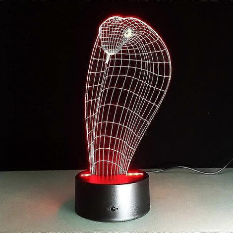 Lampe LED 3D Serpent Cobra Veilleuse Lampe Illusion d'Ombre Lampe Tactile USB Lampe Acrylique Décoration Intérieure Cadeau 7 Couleurs Changeantes (1/5)