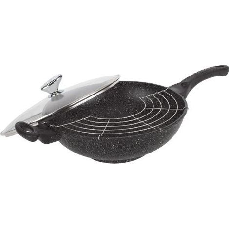 PRADEL EXCELLENCE Wok 32 cm avec couvercle façon pierre 5 l (1/2)