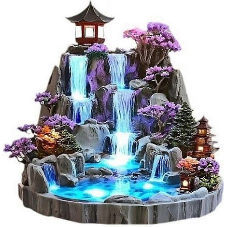 Fontaine décorative de bureau en forme de cascade ornements plats 2D en forme de rocher pour bureau ou salon. (1/4)